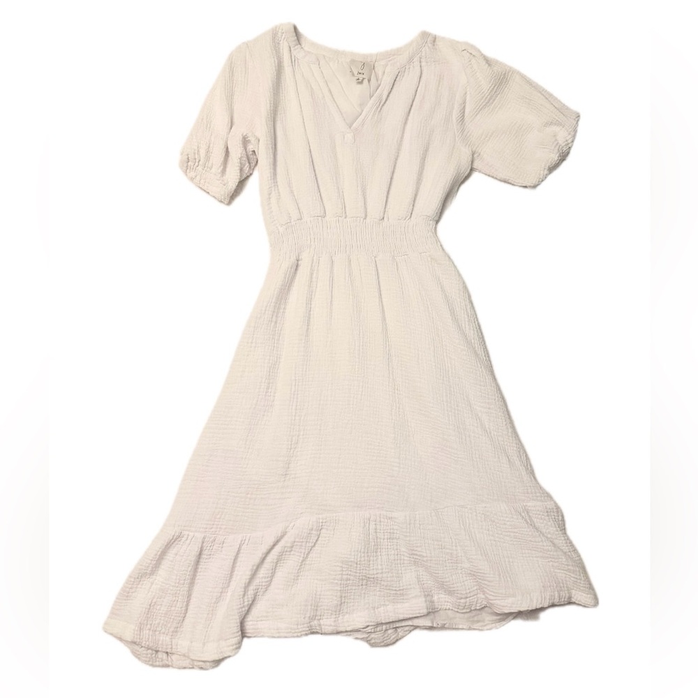 Joie White Cotton Super Soft A-line Puff Sleeve Dress